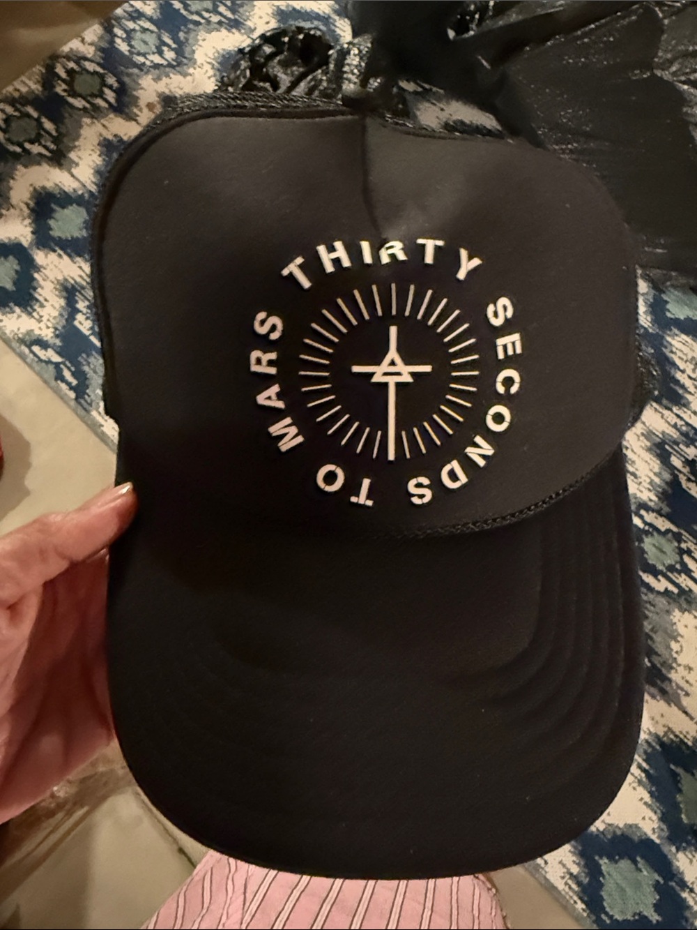 Thirty Seconds to Mars Black Logo Trucker Hat